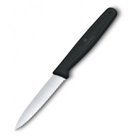 Victorinox - 3.25" Paring Knife, Serrated Edge - Black Handle
