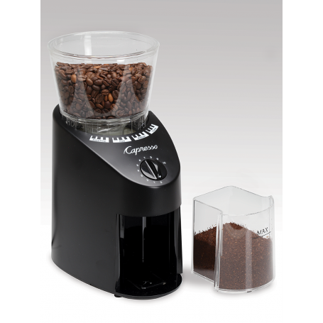 Capresso Infinity Conical Burr Grinder, See-through bean container holds up  to 8.8 oz of beans