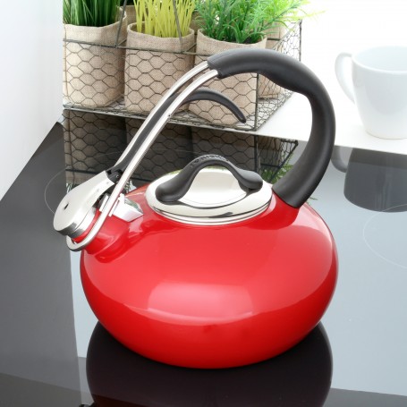 Norpro Red Stainless Steel Whistling Tea Kettle